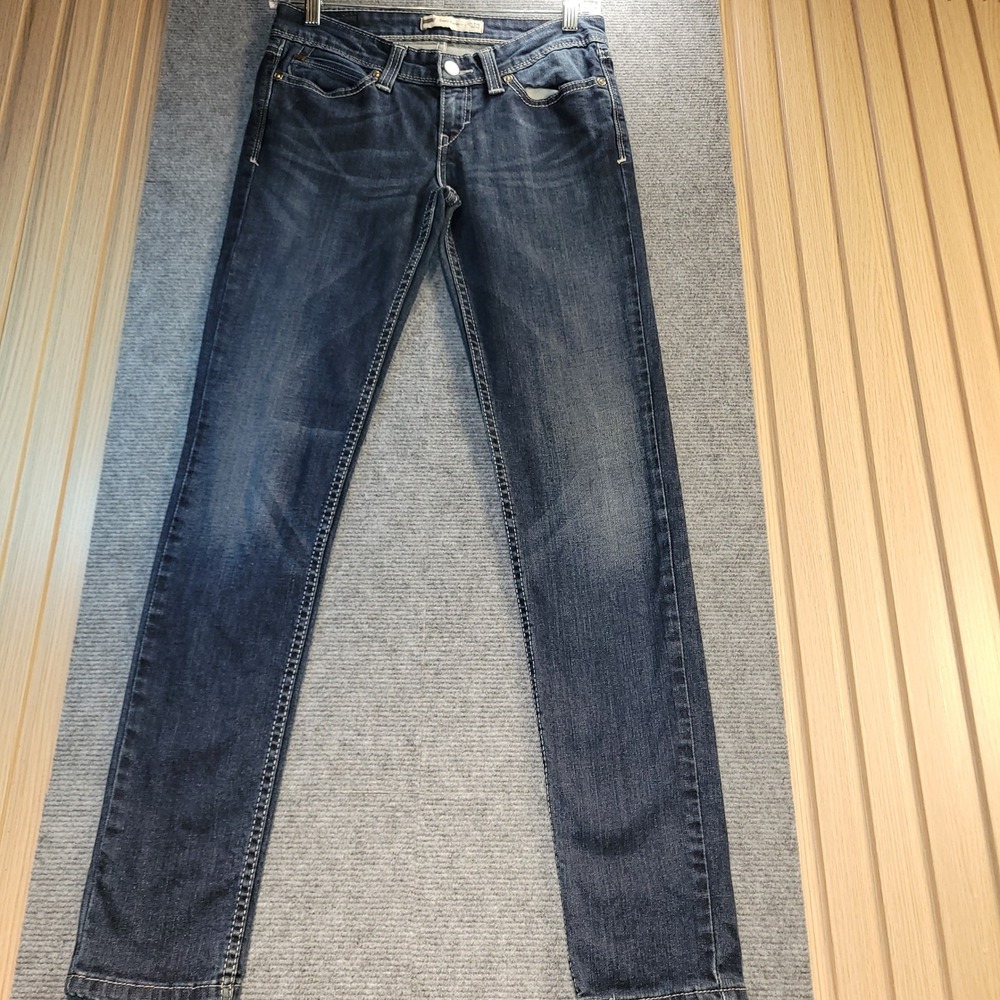 Levis Demi Curve Skinny Jeans Womens 27x32 Dark Wash Good Low Rise Whiskered
